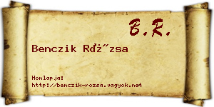 Benczik Rózsa névjegykártya