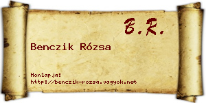 Benczik Rózsa névjegykártya